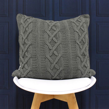 Cable Large Chunky Knit Cushion, 2 Pack in 2 Colours