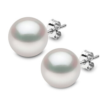 12-12.5mm South Sea White Pearl in 18ct White Gold Stud Earrings