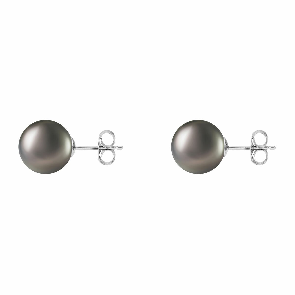 10-10.5mm Tahitian Pearl Earrings, 14ct White Gold 10-10.5mm Tahitian Pearl Earrings, 14ct White Gold