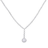 DiamonFire Sterling Silver 3.65ct Pave Set Cubic Zirconia Drop Necklace