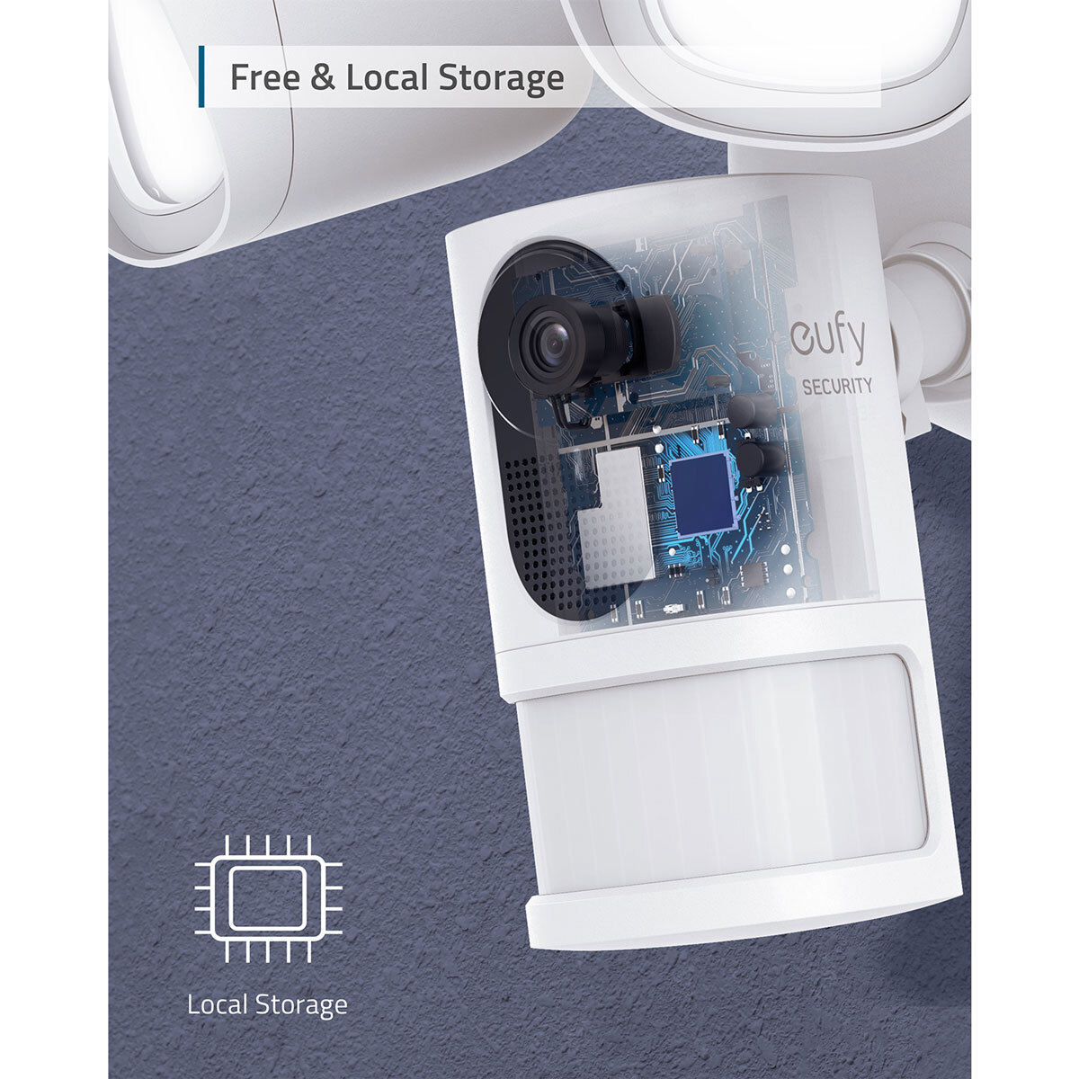 eufy 2k Hardwired Floodlight Camera with 4GB eMMC Local Storage in White