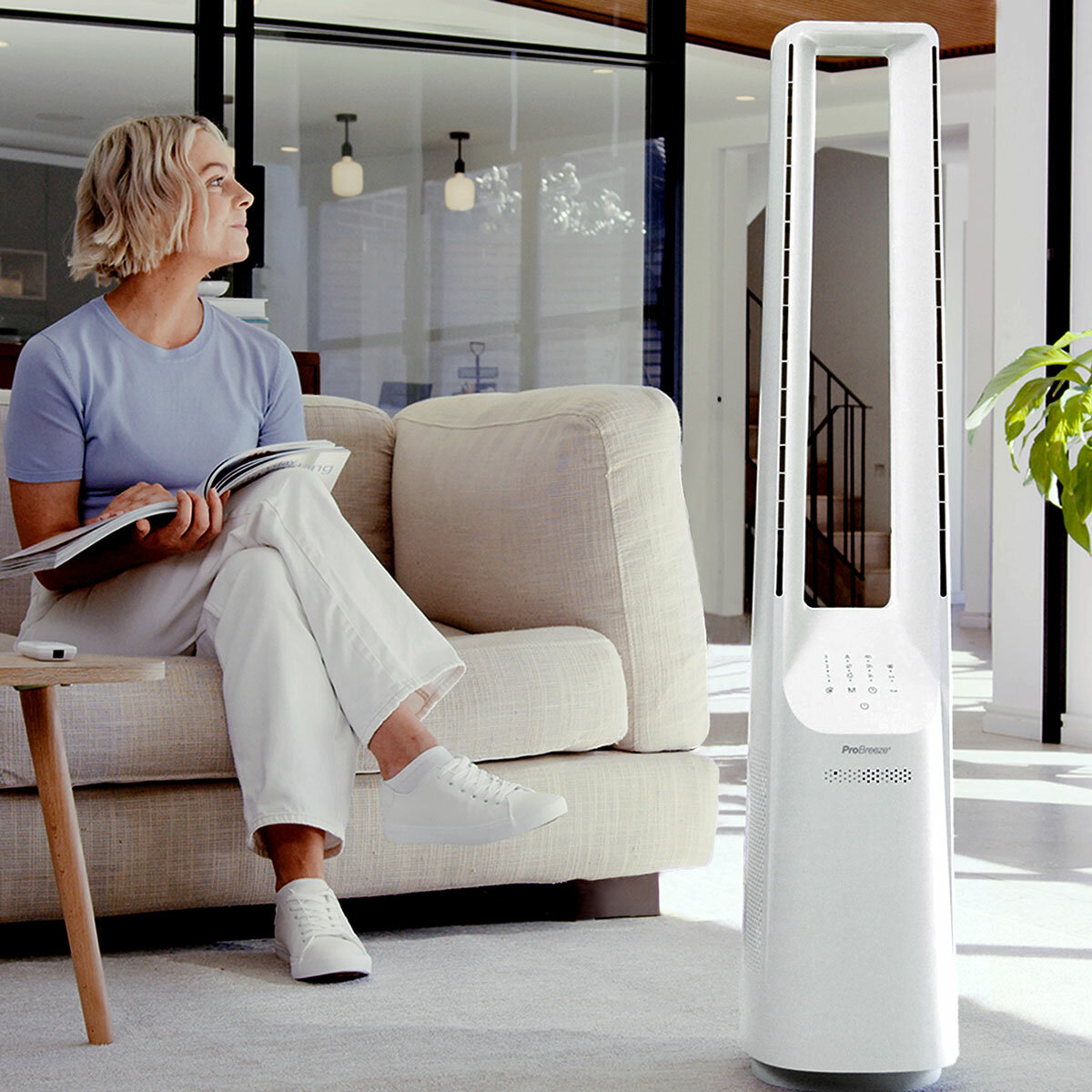 Lifestyle image of fan in living room