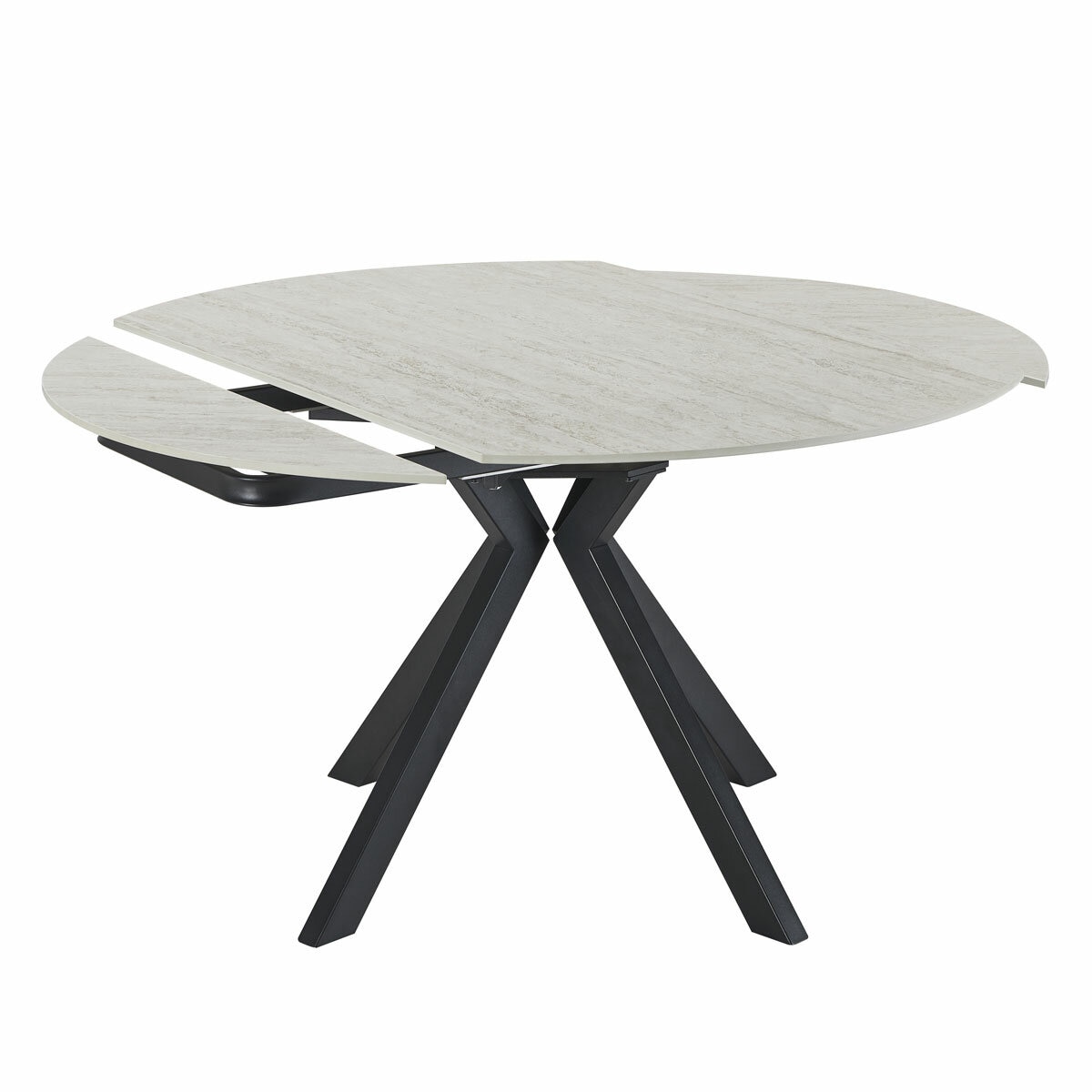 Indus Valley Cavella Ceramic Extending Dining Table + 4 Beige Chairs