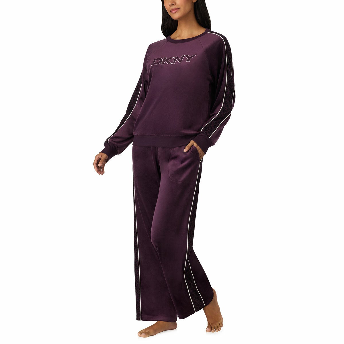 DKNY Women's Plush Lounge Set in Plum DKNY Women's Plush Lounge Set in Plum