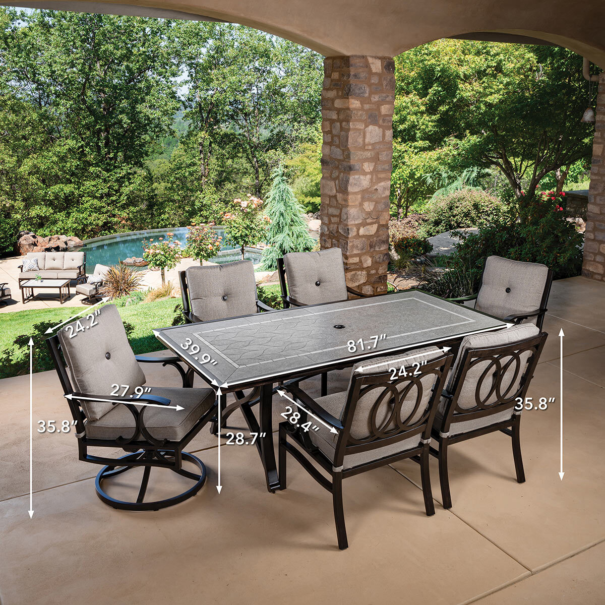 SunVilla Abington 7 Piece Cushioned Dining Set + Cover | Costco UK