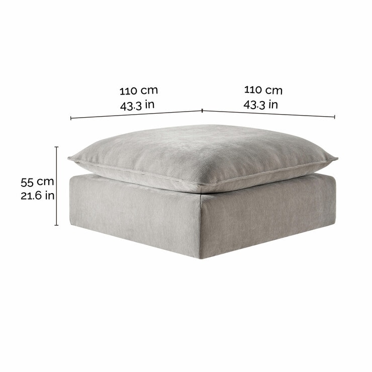 Aiden & Ivy Sereen Beige Fabric Ottoman