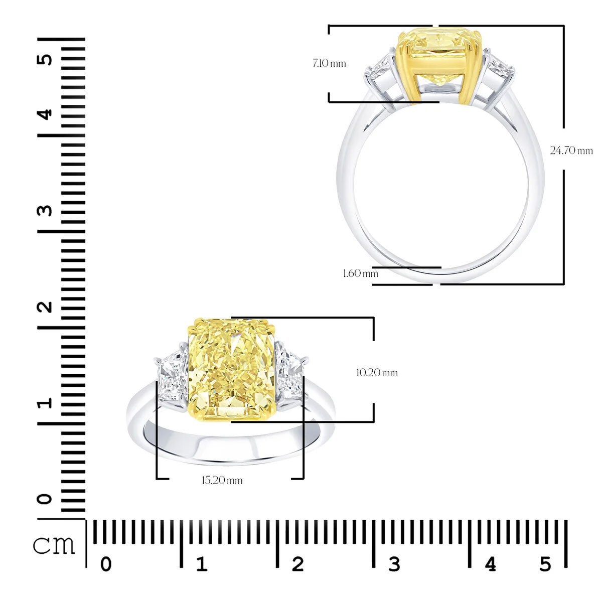 4.85ctw Radiant Cut Fancy Intense Yellow Diamond Ring, Platinum