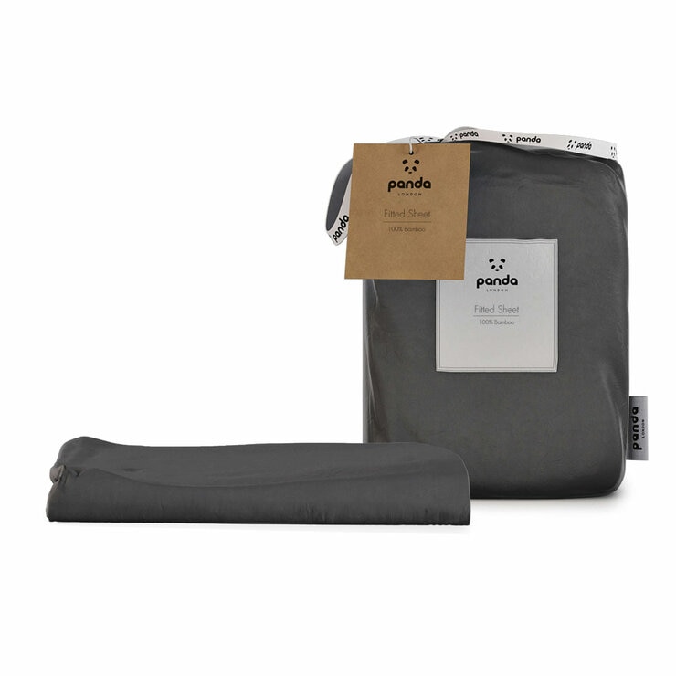 Panda 100% Bamboo Dark Grey Fitted Sheet in 5 Sizes