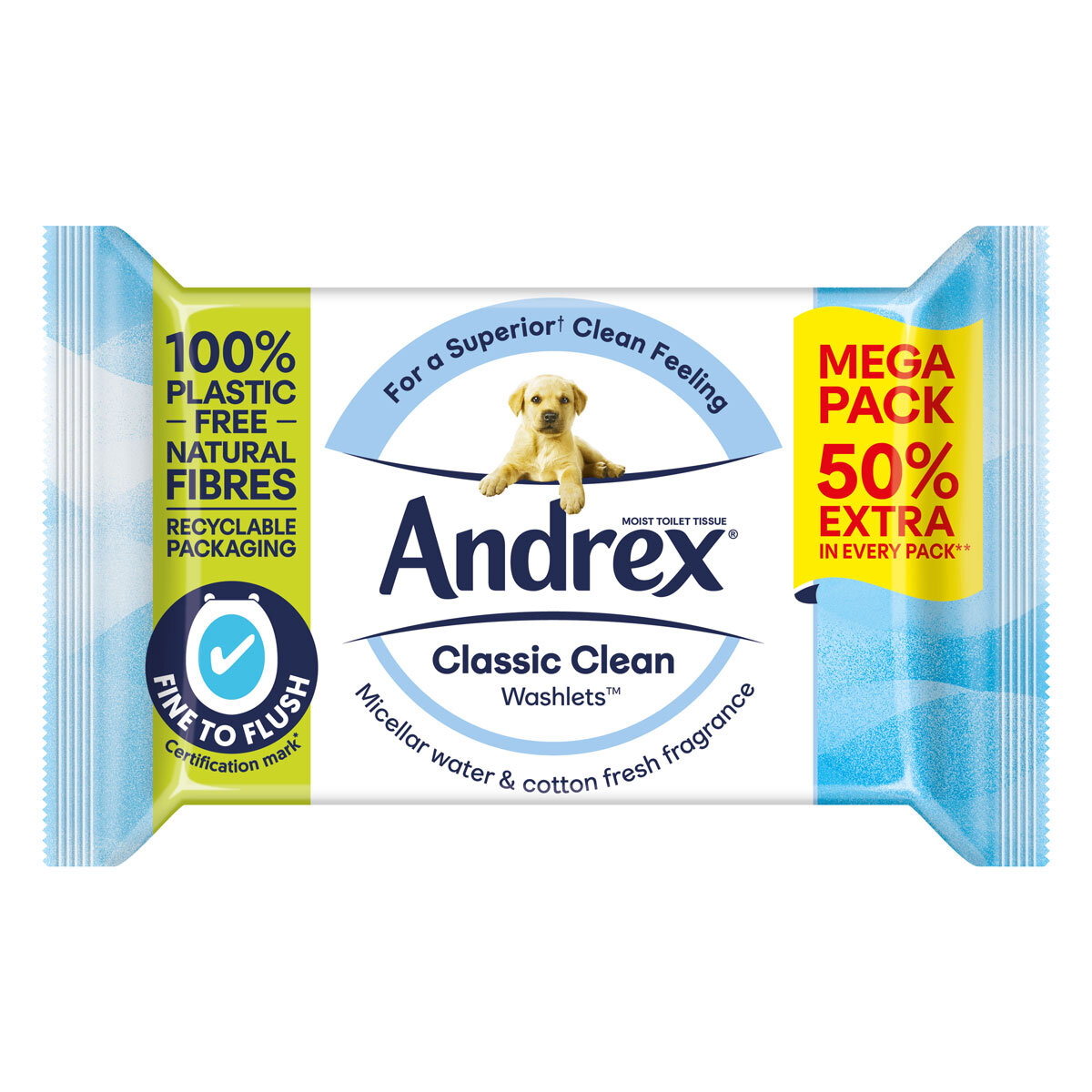 Andrex Classic Clean Washlets Wipes, 56 Pack