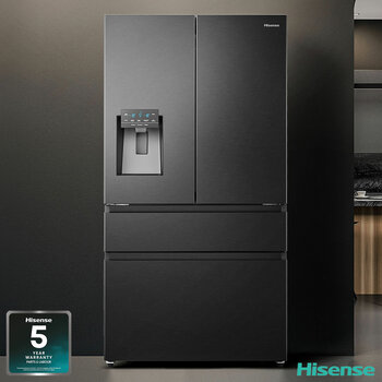Hisense RF728N4SBFE, French Door Fridge Freezer, E Rated in Black