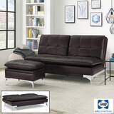 Sealy Brown Convertible Eurolounger with Storage Ottoman