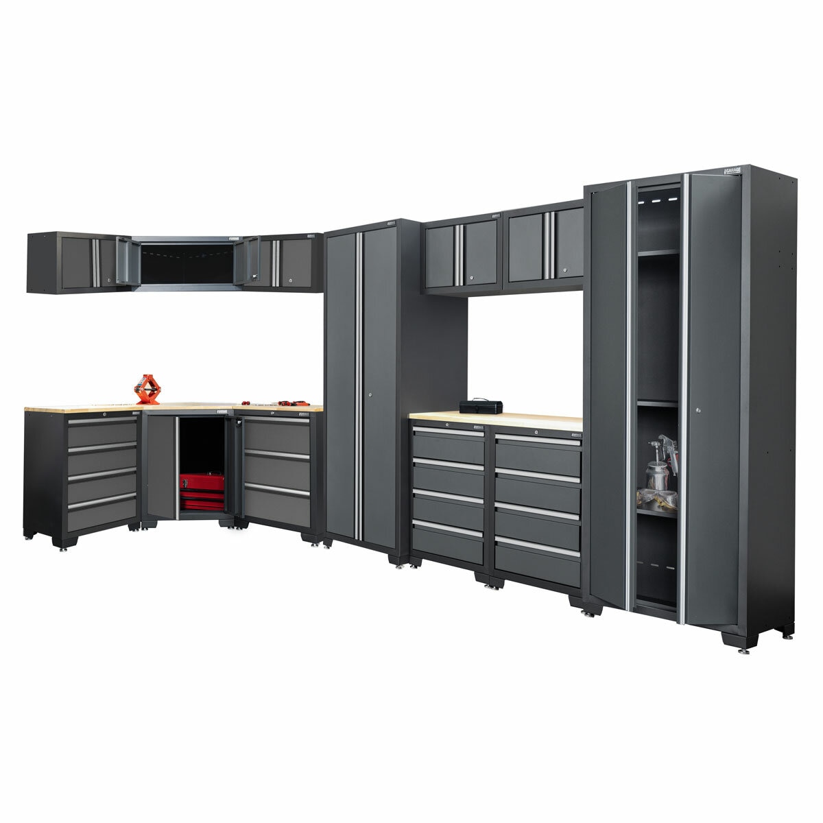 Hilka Garage Bundle 14 Piece Corner & Cabinet Storage Set