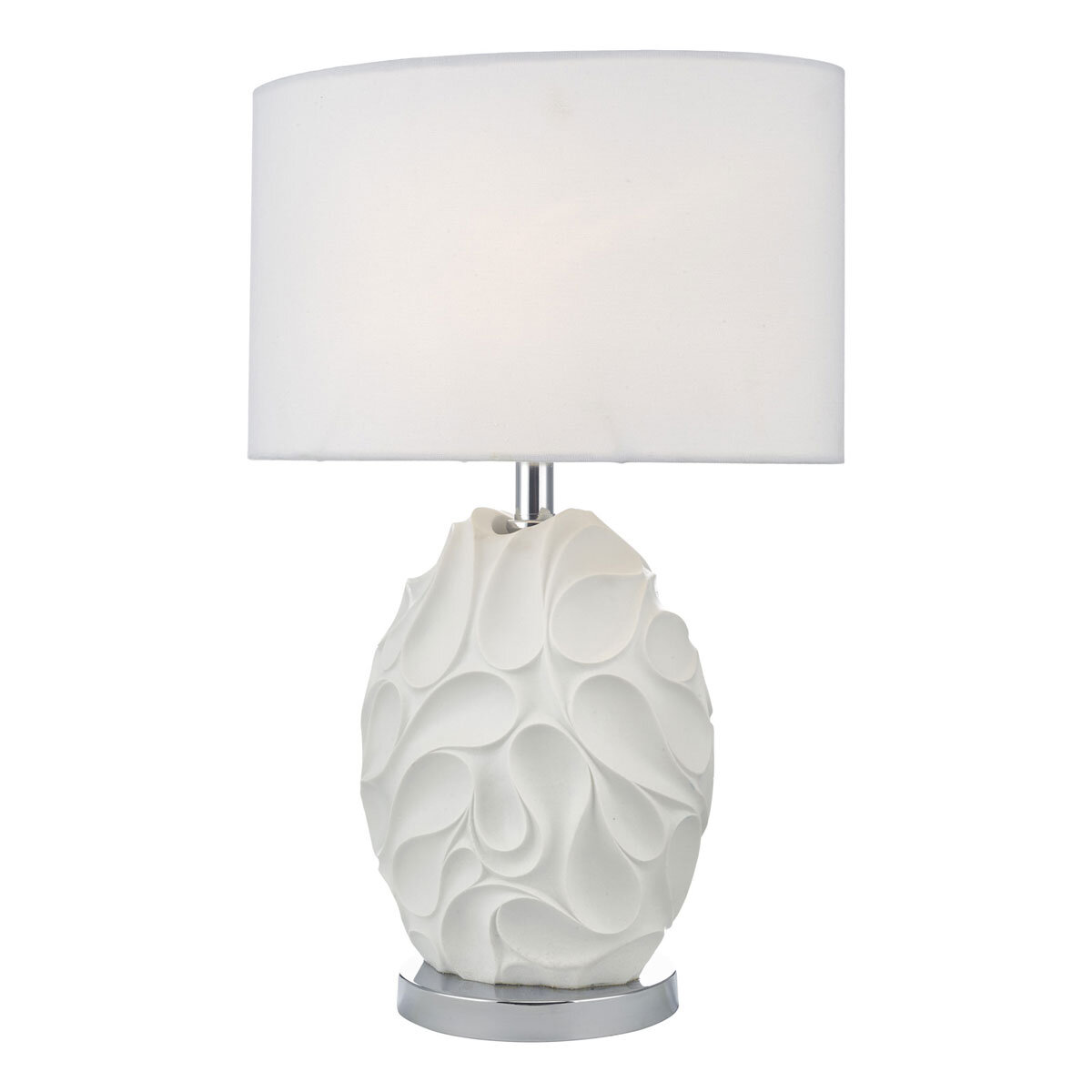Zachary Oval Table Lamp White With Shade