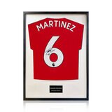 Lisandro Martinez Signed Framed Manchester United Shirt with White Mount