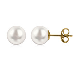 6.5-7mm Cultured Freshwater White Pearl Strand Necklace and 7-7.5mm Stud Earrings, 18ct Yellow Gold