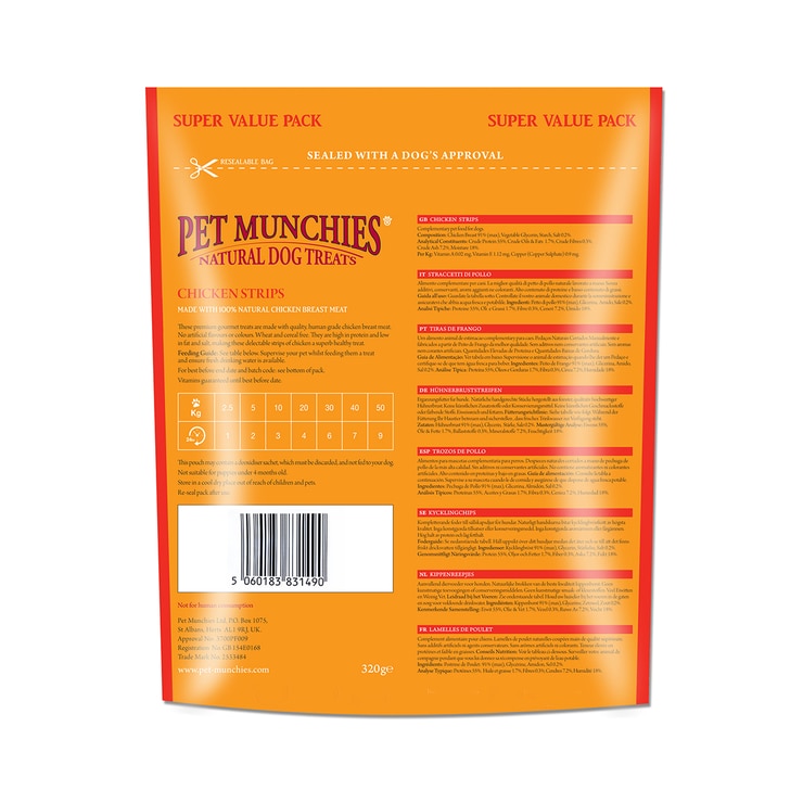Pet Munchies Chicken Strips, 2 x 320g