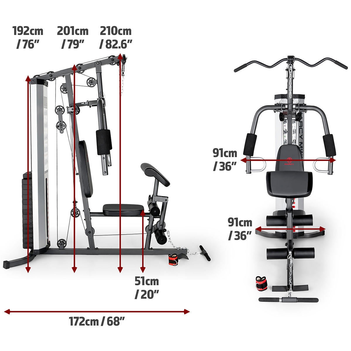 Marcy MWM990 68kg (150lb) Stack Home Gym System With Floor Matting