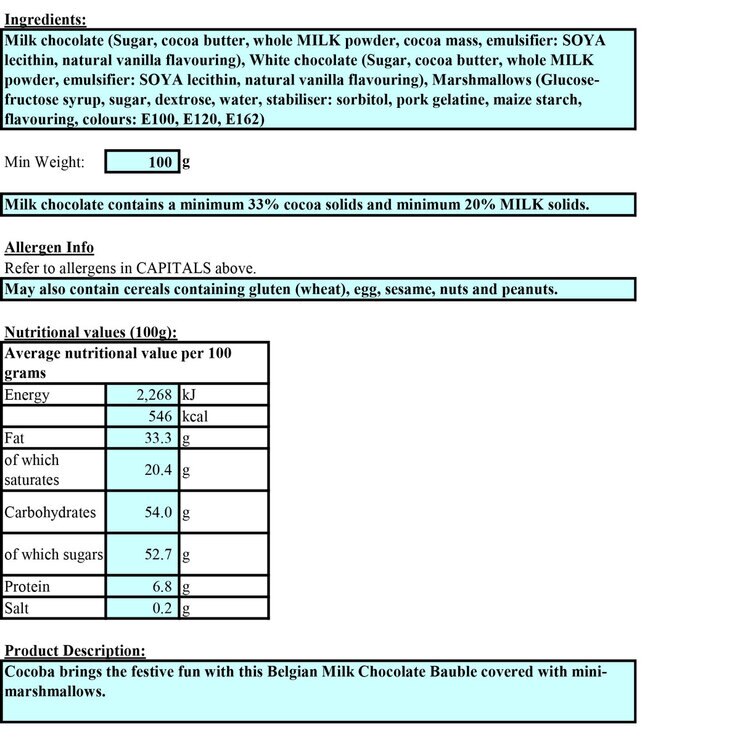 nutritional info nutritional info