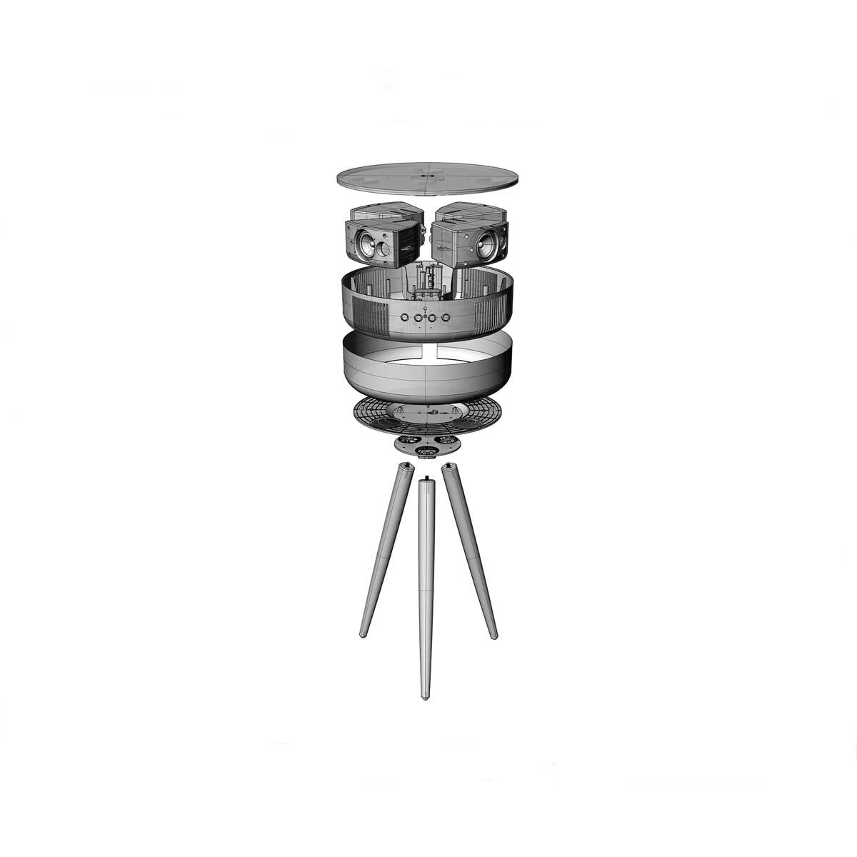 TouchDown Designer Speaker Table with Wireless Charging in French Grey