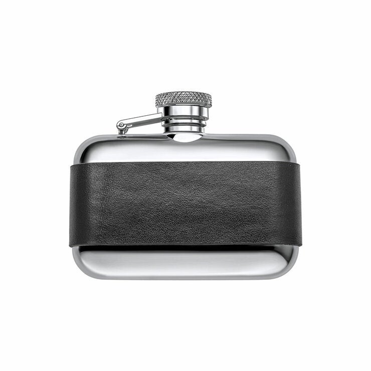 Y440 S/ST BLACK LTHR 3oz HIP FLASK