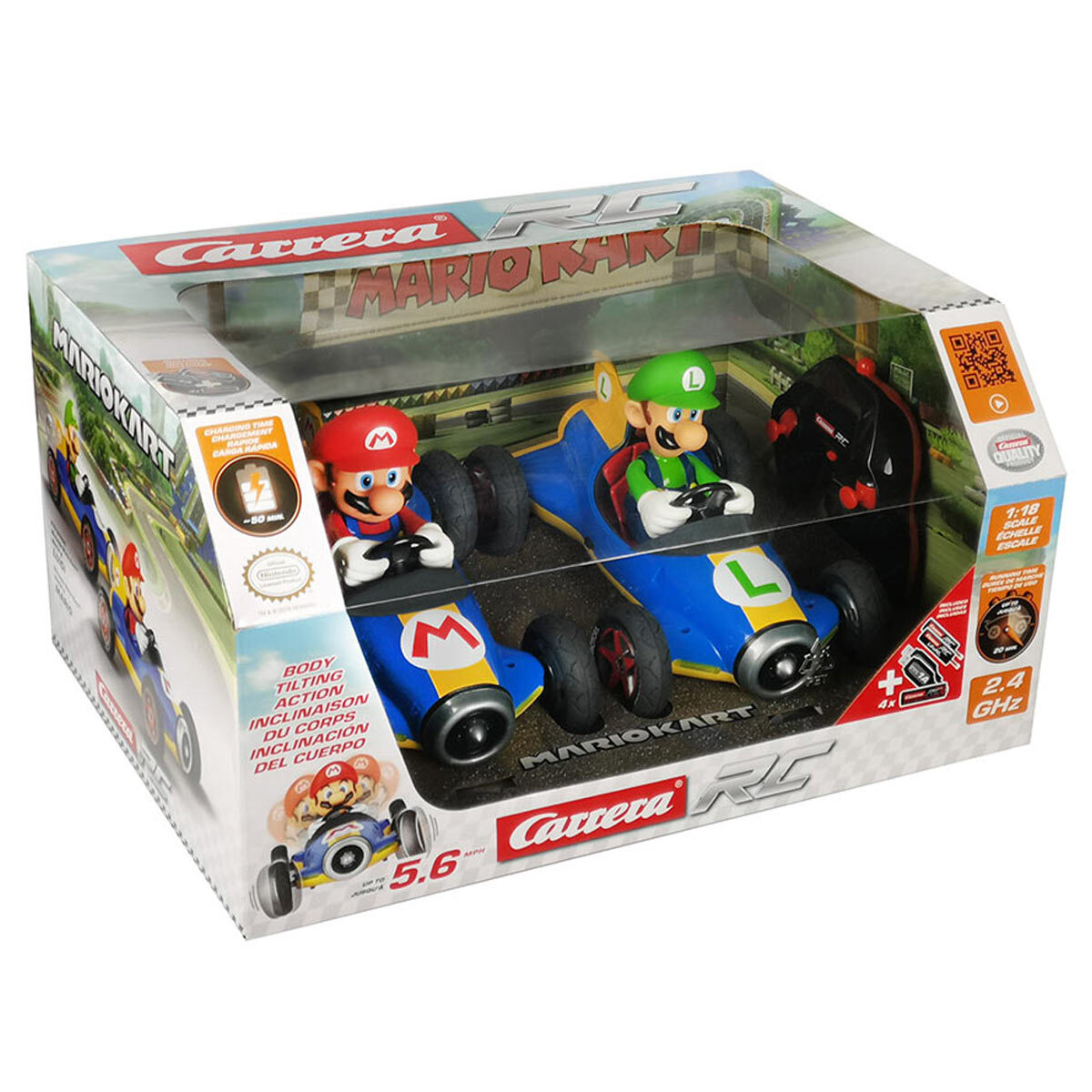 Mario Kart mario and luigi RC cars twin pack boxed image