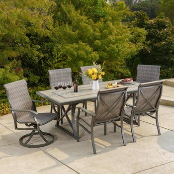 SunVilla Murray 7 Piece Woven Sling Dining Set  + Cover