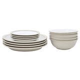 Denby Stoneware 12 Piece Dinnerware Set, Linen