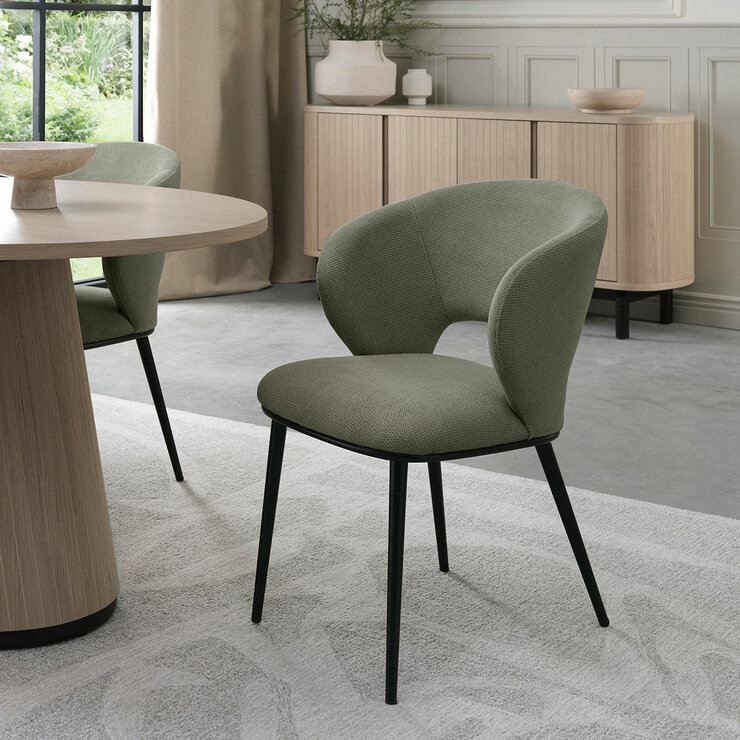 Bentley Designs Luca Green Fabric Dining Chair, 2 Pack Bentley Designs Luca Green Fabric Dining Chair, 2 Pack