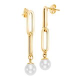 8-9mm Freshwater Pearl Earrings, 14ct Yellow Gold