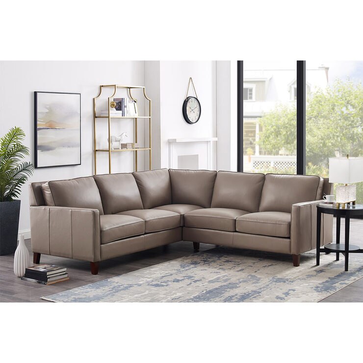 West Park Taupe Leather Corner Sofa Costco Uk