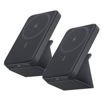Anker PowerCore Mag-Go Foldable 5000mAh Power Bank, Black - Twin Pack
