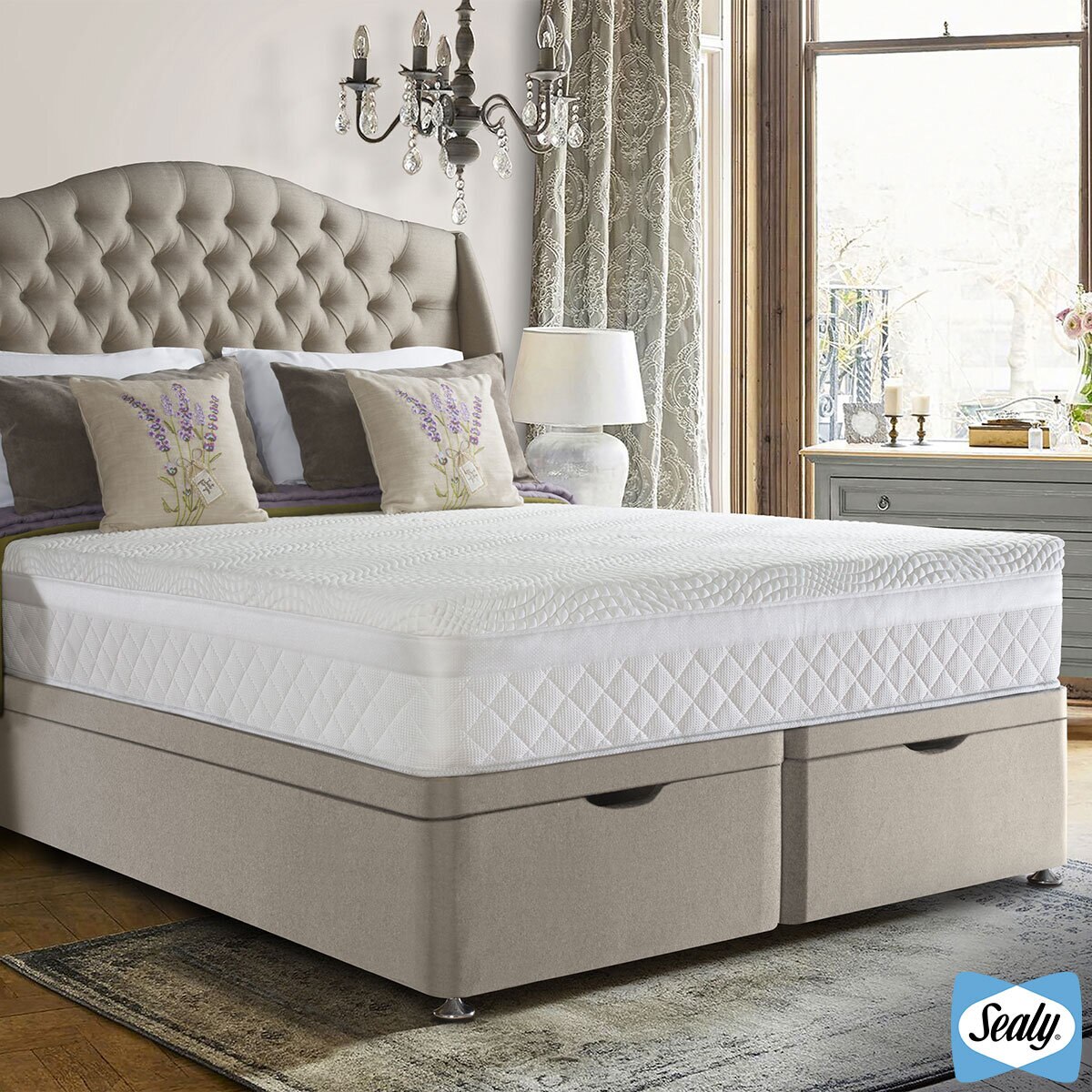 Sealy Full Ottoman Divan Base in Fawn, Super King Costc...