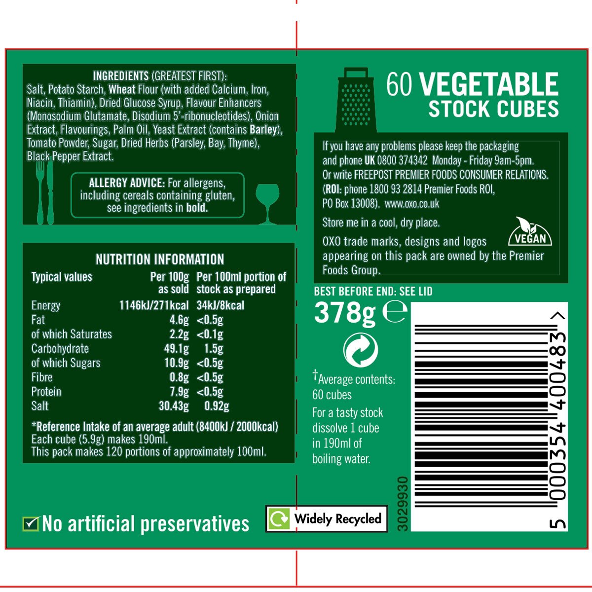 Oxo Vegetable Stock Cubes, 60 Pack Costco UK