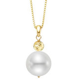 9.5-10mm Cultured Freshwater White Pearl Pendant, 18ct Yellow Gold