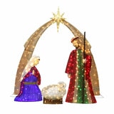 7 ft ( 2.1m) Nativity set with twinkling LED lights - Set of 4