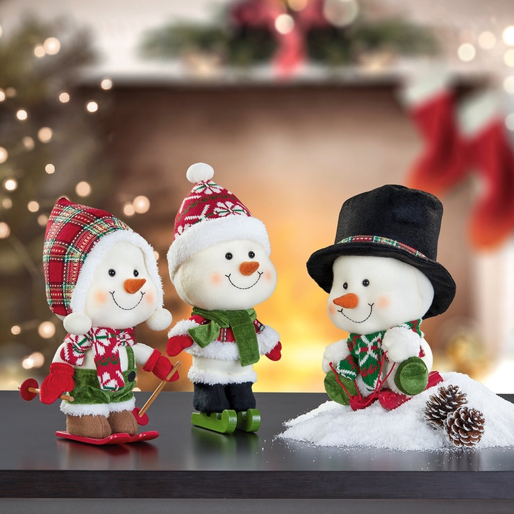 12 Inch (30 cm) Big Head Plush Christmas Snowmen Figures Set Of 3