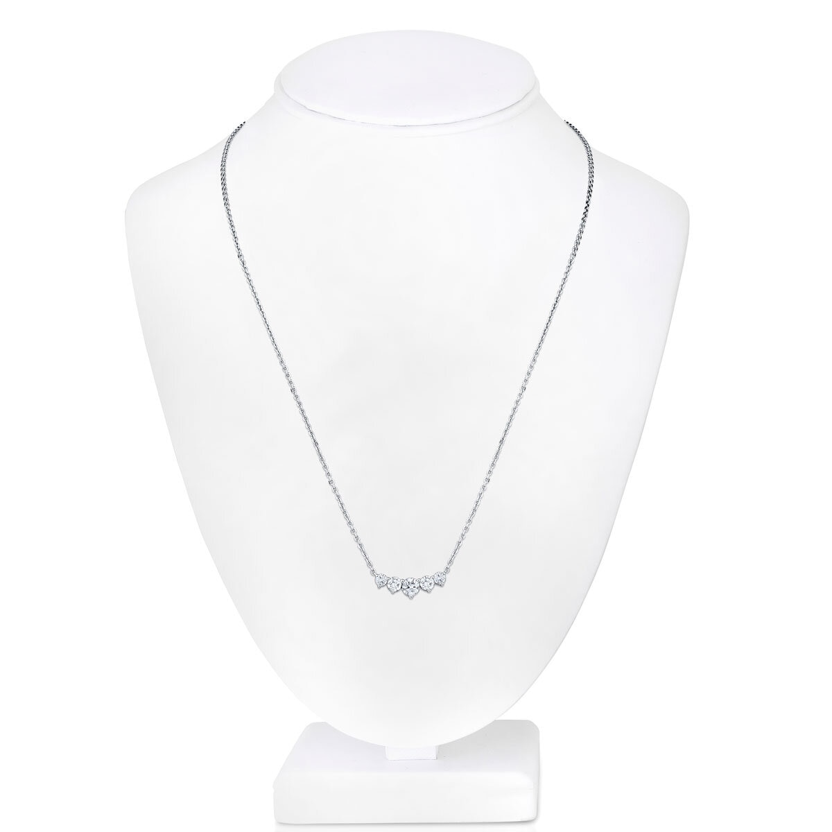 1.00ctw Round Brilliant Cut Diamond 5 Stone Necklace 14c