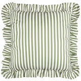 Wylder Millie Ruffle Green Striped Indoor Outdoor Cushion, 50 x 50 cm