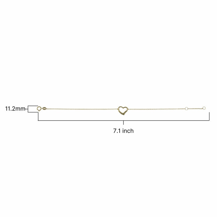 14ct Yellow Gold Heart Shaped Bracelet