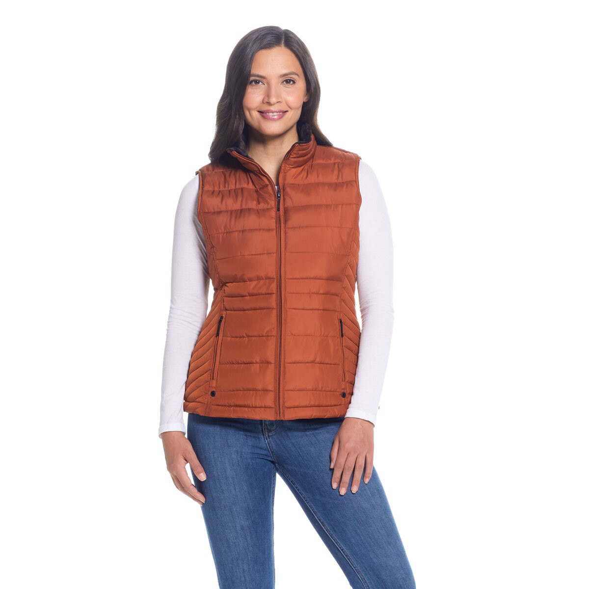 Weatherproof Ladies Quilted Plush 3/4 Vest in Pecan Cos...