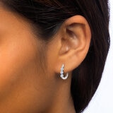 0.50ctw 3 Stone U Hoop Earrings, 14ct White Gold