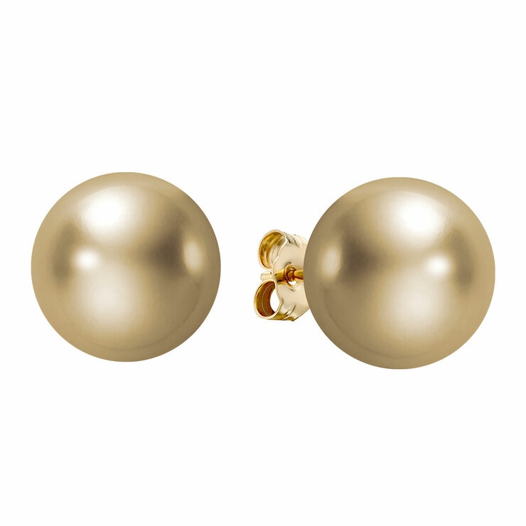 11-11.5mm Southsea Golden Pearl Earrings, 14ct Yellow Gold 11-11.5mm Southsea Golden Pearl Earrings, 14ct Yellow Gold