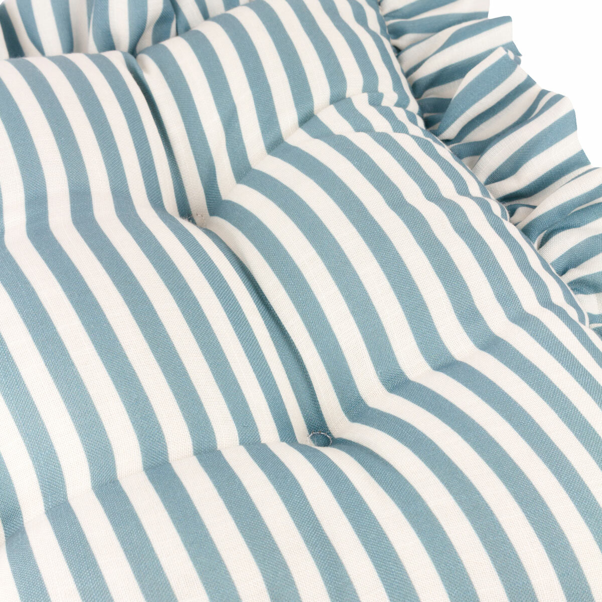 Wylder Millie Ruffle Blue Striped Indoor Outdoor Seat Pad 2 Pack, 40 x 40 cm