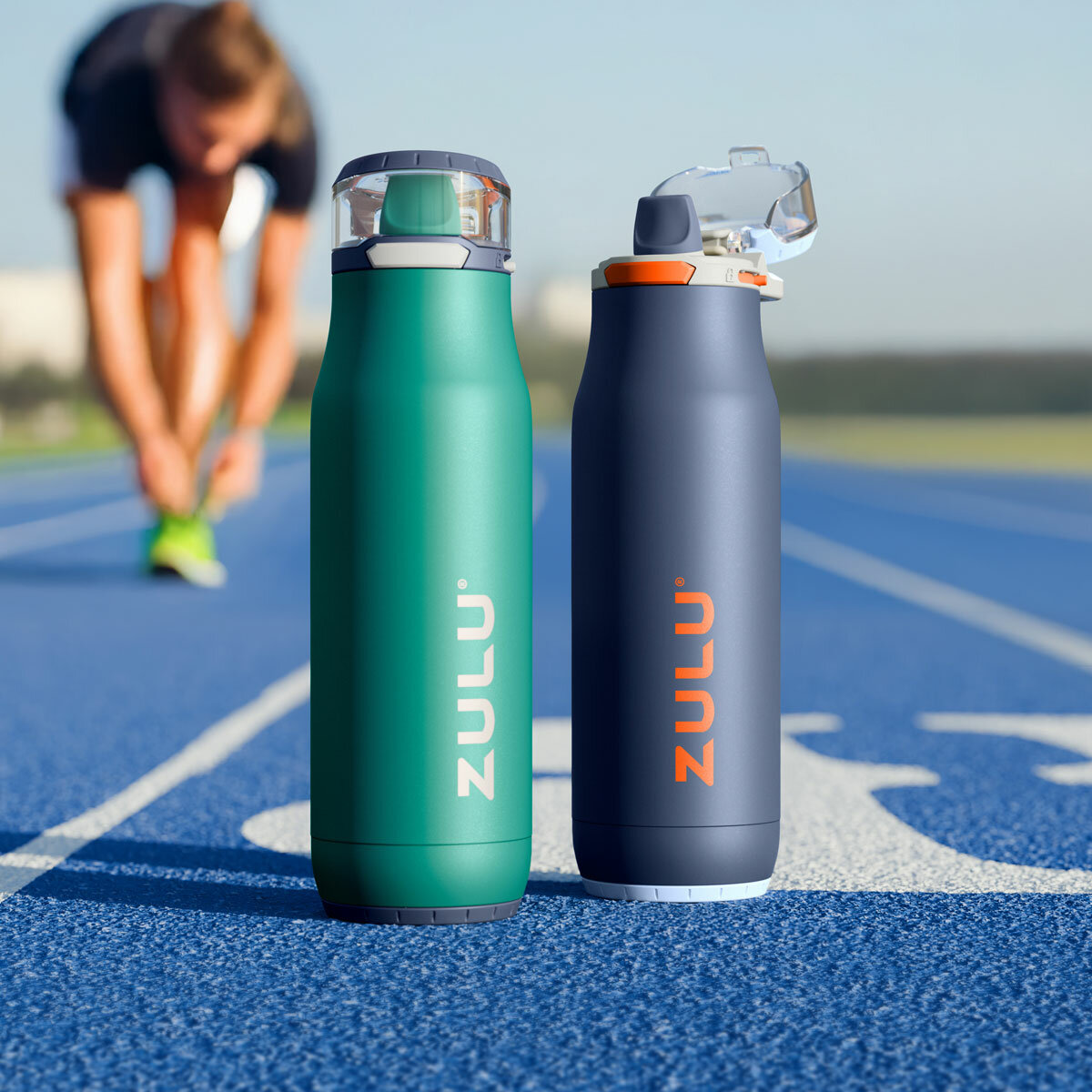 Zulu Stainless Steel Water Bottle 511ml, 2 Pack in Green & Blue