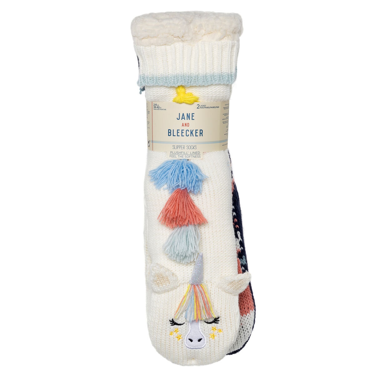 Jane & Bleecker Ladie's Critter Sock 2 Pack in Unicorn and Fox