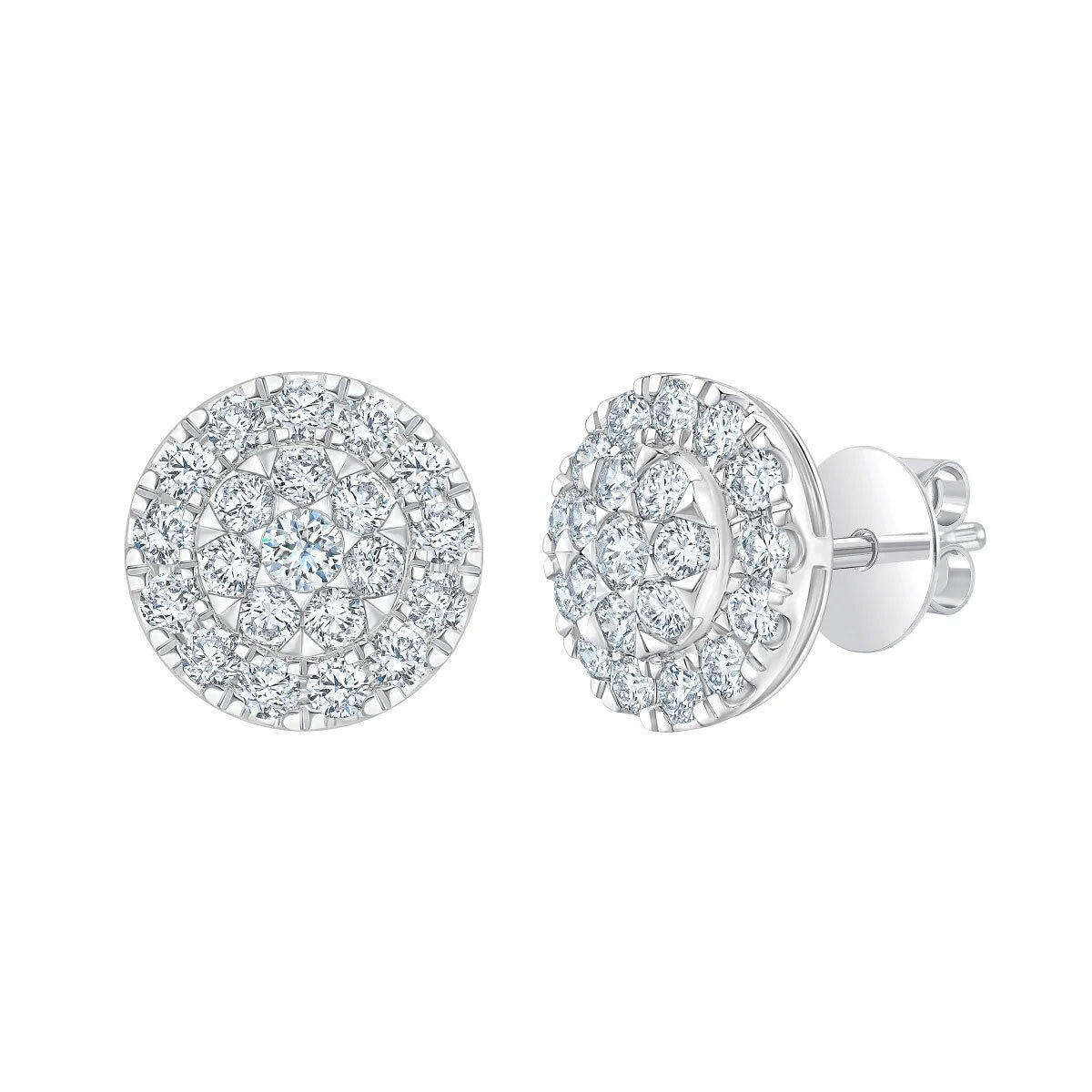 1.00ctw Round Brilliant Cut Diamond Earrings, 14ct White Gold