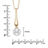 8-8.5mm Cultured Freshwater White Pearl Drop Pendant, 14ct Yellow Gold