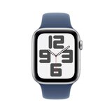 Apple Watch SE GPS, 44mm Silver Aluminium Case with Storm Blue Sport Band M/L, MXER3QA/A