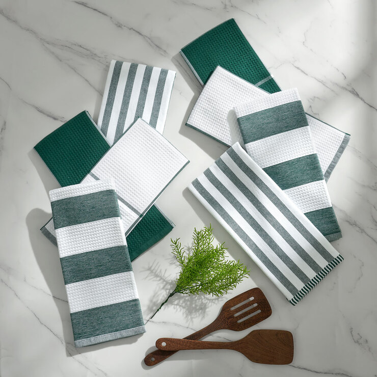 Caro Home Kitchen Towels 8 Pack, in Green