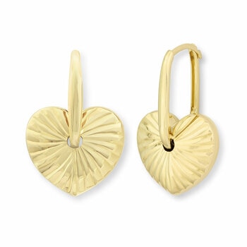 14ct Yellow Gold Textured Disc Stud Earrings